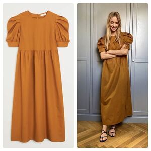 Mango Puffed Sleeve Cotton Dress New